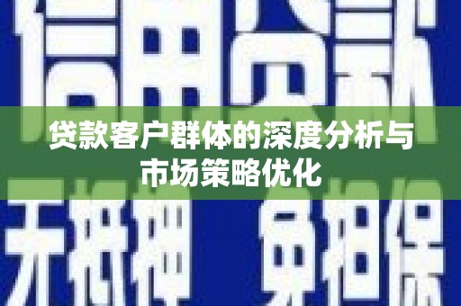 锦江贷款客户群体的深度分析与市场策略优化