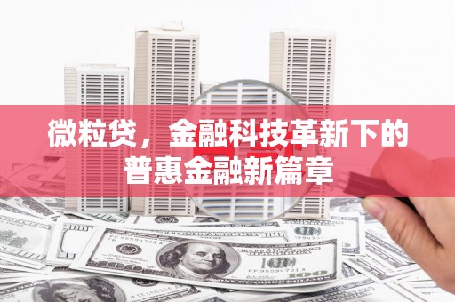 锦江微粒贷，金融科技革新下的普惠金融新篇章