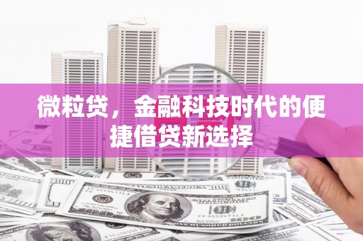 锦江微粒贷，金融科技时代的便捷借贷新选择